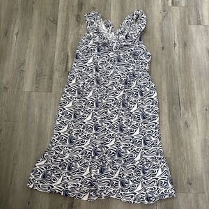 VINEYARD VINES Target Sailboat Ruffle Midi Dress Size 3X Summer Nautical Blue